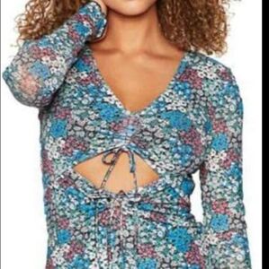 BCBGeneration Blue and Black Long Sleeve Sheath Dress